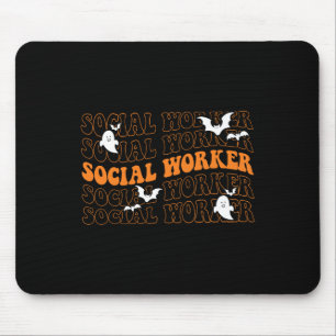 Groovy Social Worker Ghost Halloween School Social Mousepad