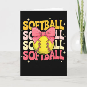 Groovy Softball Coquette Bogen Softball Liebhaber  Karte