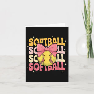Groovy Softball Coquette Bow Softball Lover Softba Karte