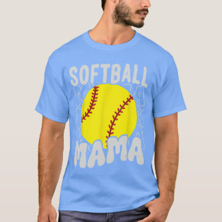 Groovy Softball Mama Softball Töchter Spiel Mutter T-Shirt