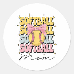 Groovy Softll Mama Mutter Kokette Schleife Softll Runder Aufkleber