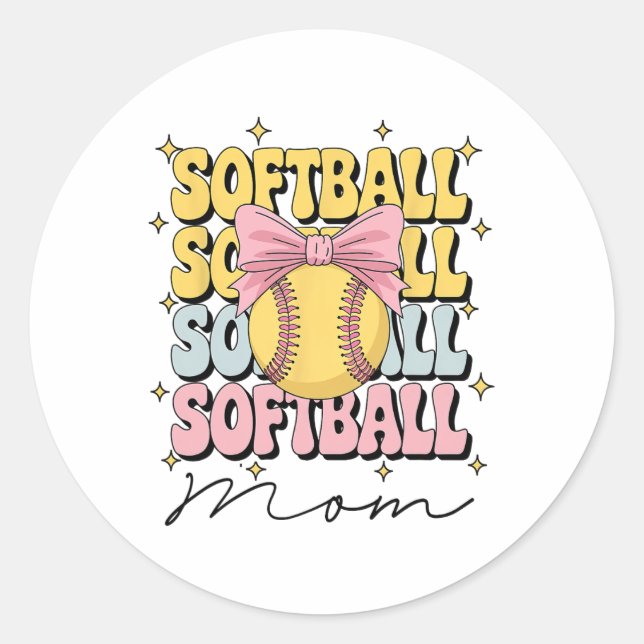 Groovy Softll Mama Mutter Kokette Schleife Softll  Runder Aufkleber (Vorderseite)