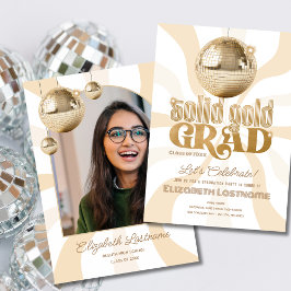 Groovy Solid Gold Grad Disco Graduation Party Einladung