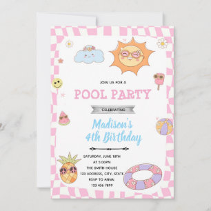Groovy Sommerpool Party Einladung