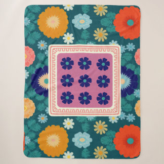 Groovy Sonnenblumen und botanische Blüten Sherpadecke