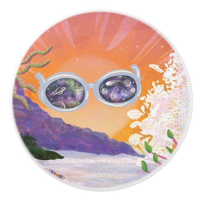 Groovy Sonnenuntergang Keramikknauf (Vorderseite)