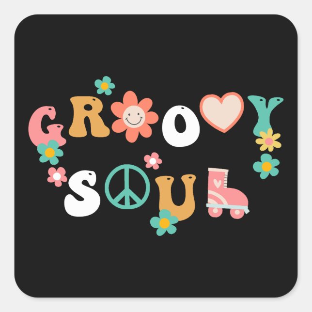 Groovy Soul Quadratischer Aufkleber (Vorderseite)
