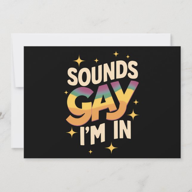 Groovy Sounds Gay I bin in LGBT Rainbow Pride Einladung (Vorderseite)