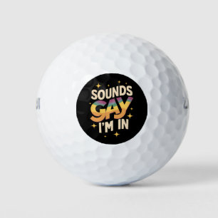 Groovy Sounds Gay I bin in LGBT Rainbow Pride Golfball