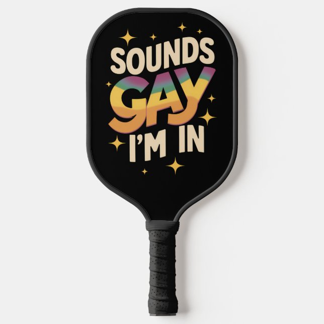 Groovy Sounds Gay I bin in LGBT Rainbow Pride Pickleball Schläger (Vorderseite)