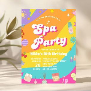 Groovy-Spa Verwöhn-Glamour-Party Geburtstags-Einla Einladung