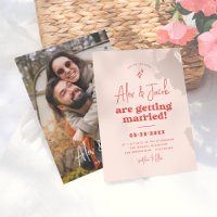 Groovy Sparkle Retro 70er Pink & Red Foto Wedding
