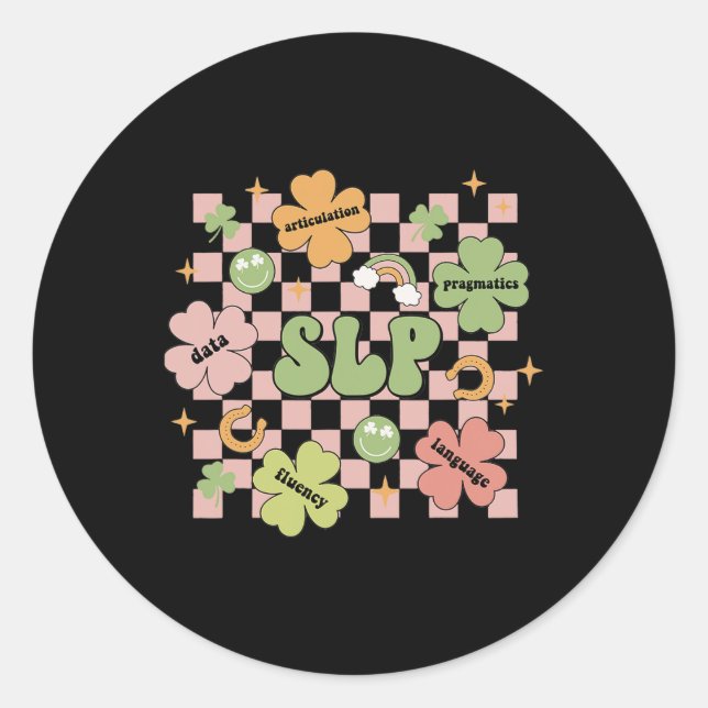 Groovy Speech Language Pathology St Patricks Day S Runder Aufkleber (Vorderseite)