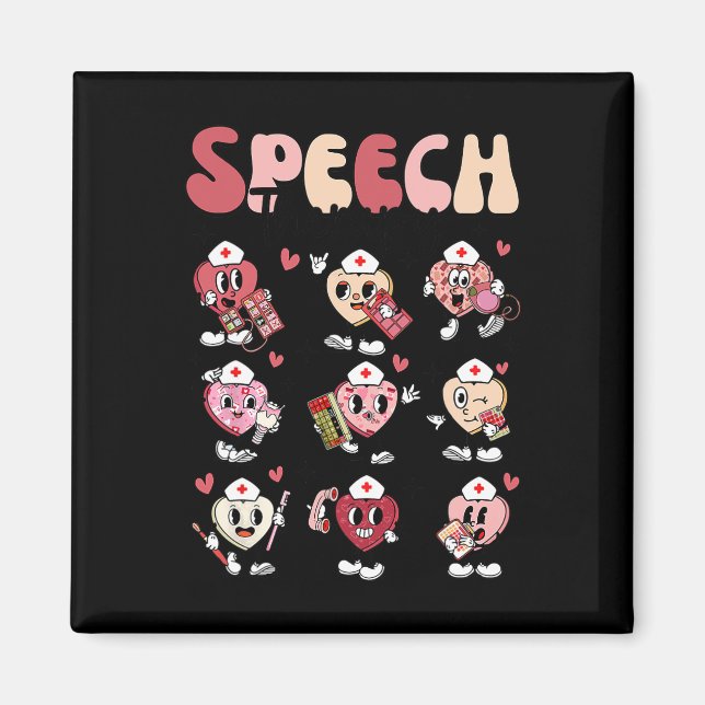 Groovy Speech Therapy Valentine's Day Heart Slp Va Magnet (Vorne)
