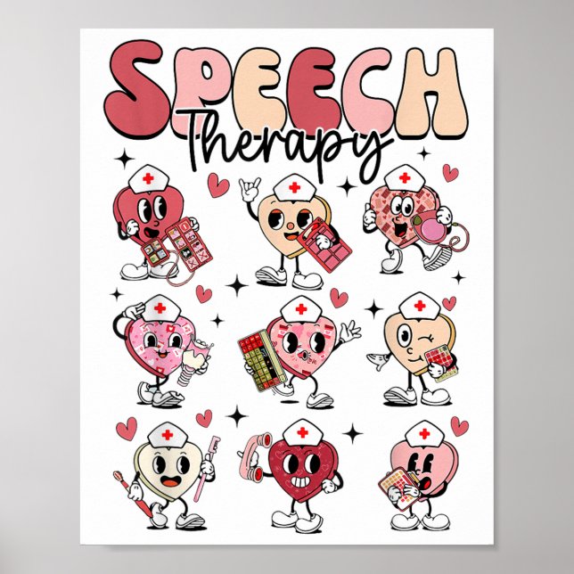 Groovy Speech Therapy Valentinstag Herzschlack Val Poster (Vorne)