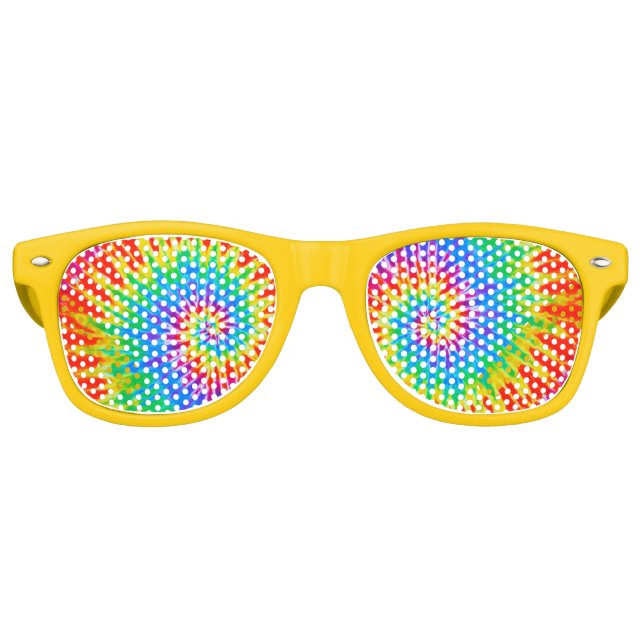 Groovy Spiral Rainbow Gefärbte Krawatte Partybrille (Vorderseite)