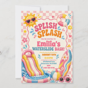 Groovy Splish Splash Mädchen-Geburtstag Einladung
