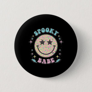 Groovy Spooky Babe Gesicht Happy Halloween Kostüm  Button
