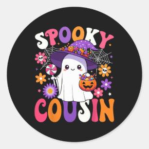 Groovy Spooky Cousin Halloween Ghost Pumpkin Hallo Runder Aufkleber
