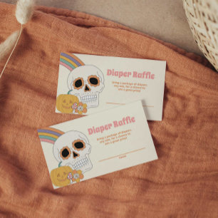 Groovy Spooky Halloween Ghost Girl Diaper Raffle Begleitkarte