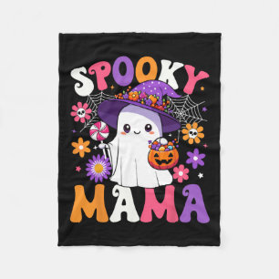 Groovy Spooky Mama Halloween Ghost Pumpkin Hallowe Fleecedecke