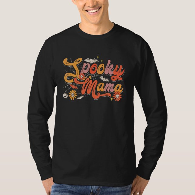 Groovy Spooky Mama Retro Halloween Ghost Witchy Sp T-Shirt (Vorderseite)