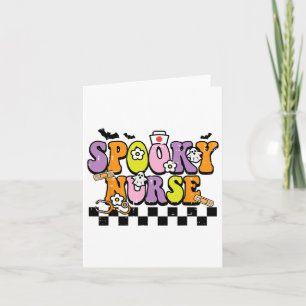 Groovy Spooky Nurse Retro Halloween Nurse Fall Scr Karte