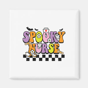 Groovy Spooky Nurse Retro Halloween Nurse Fall Scr Magnet