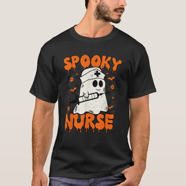 Groovy Spooky Nurse Retro Halloween Nurse Fall Scr T-Shirt (Vorderseite)