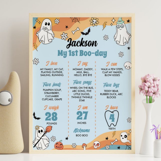Groovy Spooky One Birthday Milestone Zeichen Poster (Von Creator hochgeladen)