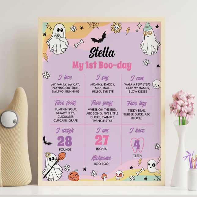 Groovy Spooky One Birthday Milestone Zeichen Poster (Von Creator hochgeladen)