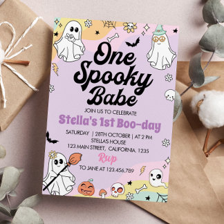 Groovy Spooky One Ghost 1. Geburtstag Einladung