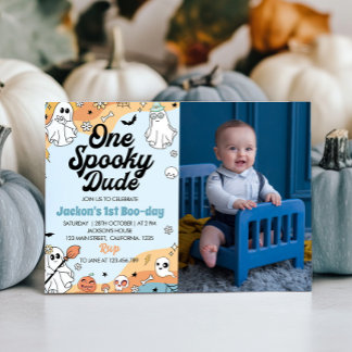 Groovy Spooky One Ghost 1. Geburtstag Einladung
