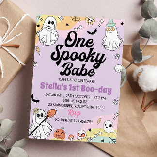 Groovy Spooky One Ghost Birthday Einladung