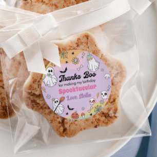 Groovy Spooky One Ghost Party Labels Runder Aufkleber