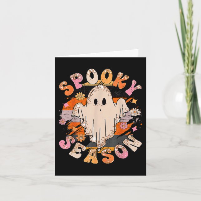 Groovy Spooky Season Ghost Halloween Karte (Vorderseite)