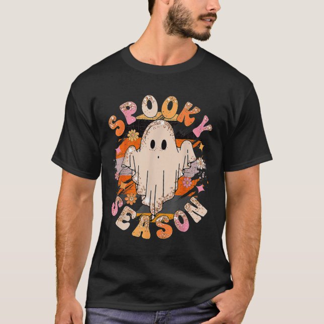 Groovy Spooky Season Ghost Halloween T-Shirt (Vorderseite)