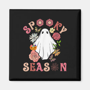 Groovy Spooky Season Niedlich Ghost Holding Pumpki Magnet
