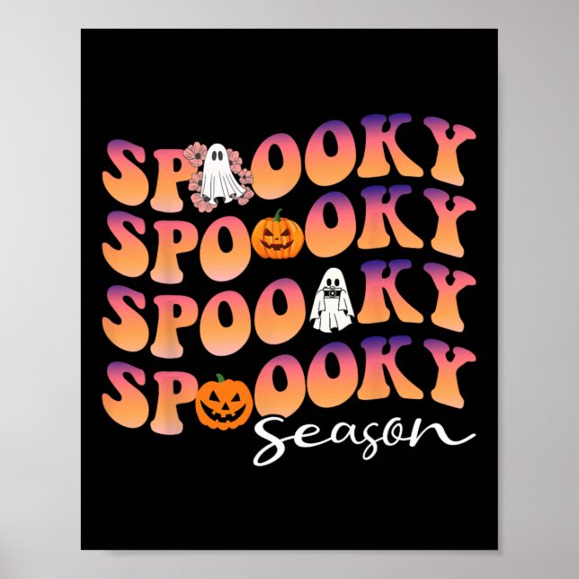 Groovy Spooky Season niedlich Pumpkin Halloween Poster (Vorne)