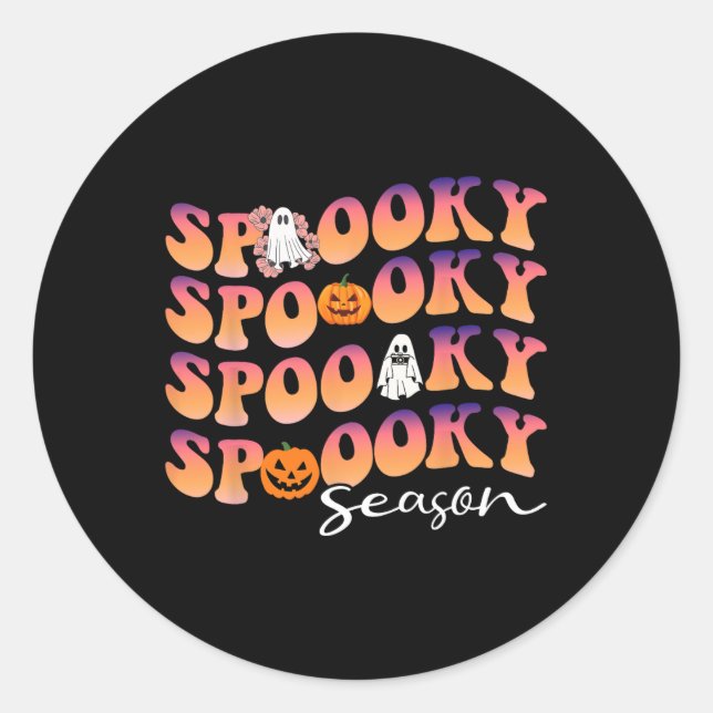 Groovy Spooky Season niedlich Pumpkin Halloween Runder Aufkleber (Vorderseite)