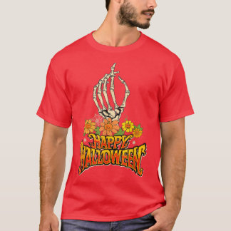 Groovy Spooky Skeleton 60er 70 Hippie Happy Hallow T-Shirt