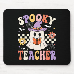 Groovy Spooky Teacher Ghost Retro Floral Teacher H Mousepad