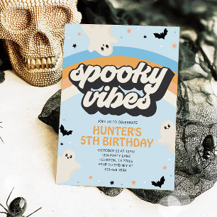 Groovy Spooky Vibes Boy Halloween Geburtstag Einladung