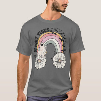 Groovy Spooky Vibes Retro Rainbow Hippie Ghost Hal T-Shirt