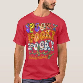 Groovy Spooky Vibes Vintag Floral Ghost Hippie Ha T-Shirt