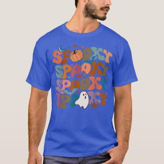 Groovy Spooky Vibes Vintag Floral Ghost Hippie Ha T-Shirt