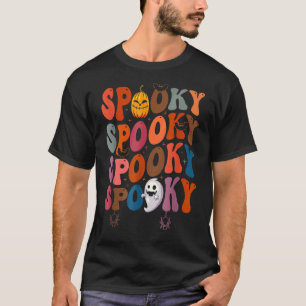 Groovy Spooky Vibes Vintag Floral Ghost Hippie Ha T-Shirt