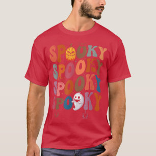 Groovy Spooky Vibes Vintag Floral Ghost Hippie Ha T-Shirt