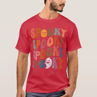 Groovy Spooky Vibes Vintag Floral Ghost Hippie Ha T-Shirt