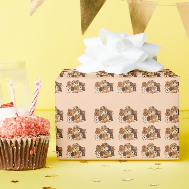 Groovy Spuk-Saison Retro-Halloween-Geschenk Geschenkpapier (Geburtstagsparty)